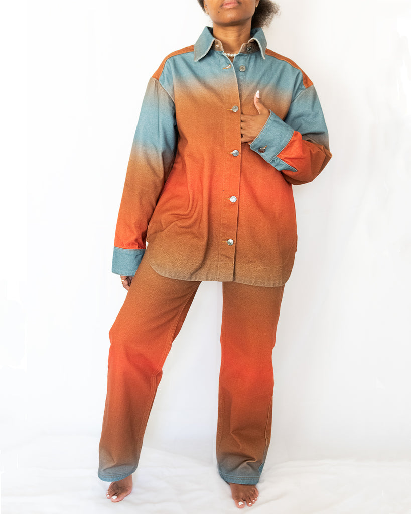 MERCY DENIM SHIRT - ORANGE SUNSET