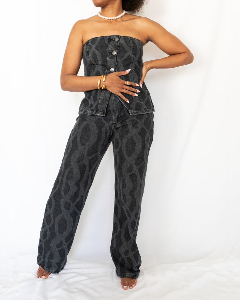 MICKIE DENIM PANTS - DARK GREY