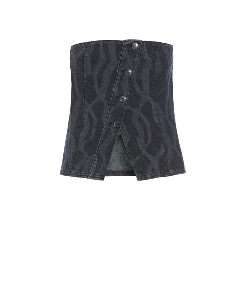 MICKIE DENIM TOP - DARK GREY