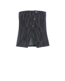 MICKIE DENIM TOP - DARK GREY