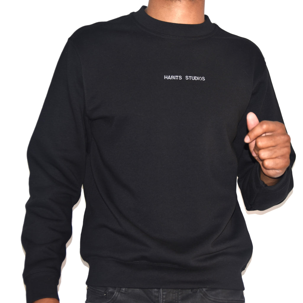 Habits Studios Essentials Black Crewneck Sweatshirt on Well(un)known Available on Well(un)known.com