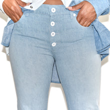 Each x Other Kick Fit Crop Flare Denim on Well(un)known Blue Jeans available at wellunknown.com