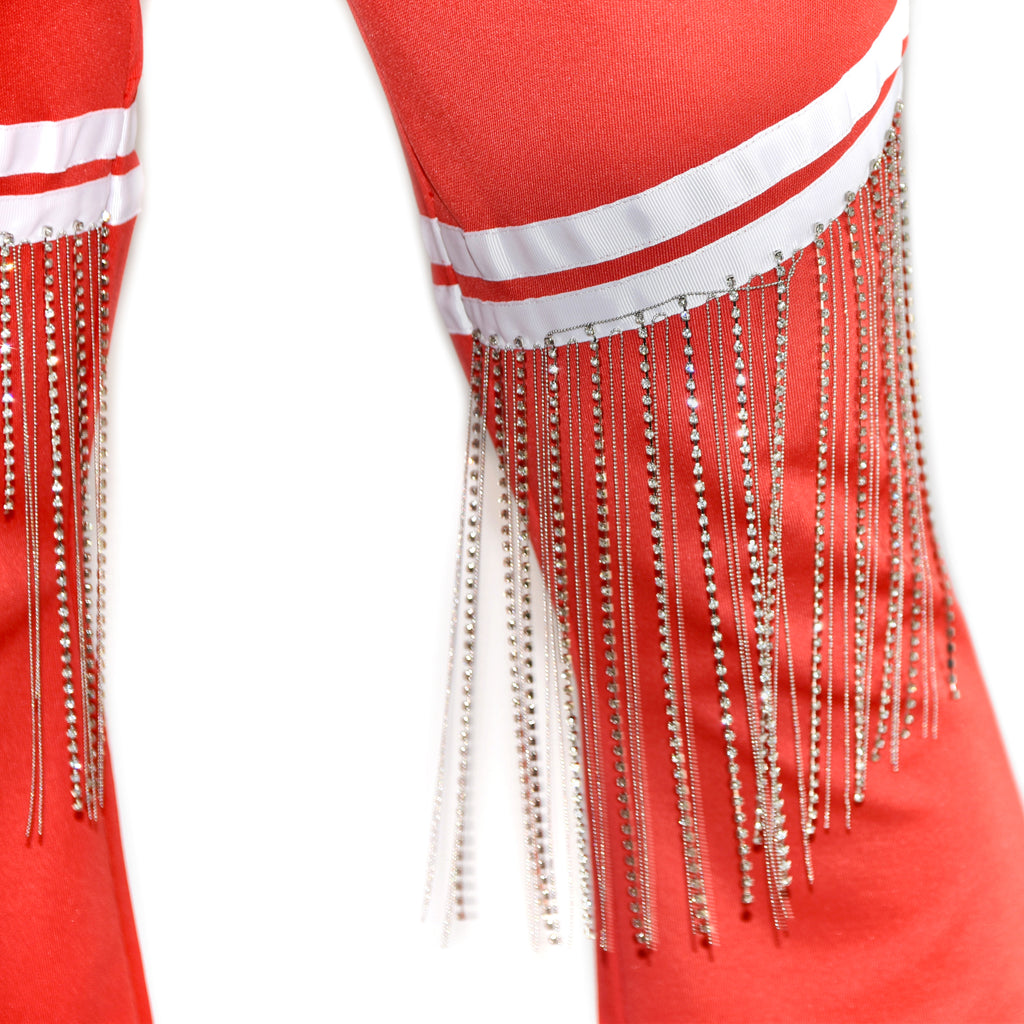 Each x Other Red Track Pants with Diamond Fringe on Well(un)known Available at wellunknown.com