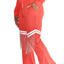 Each x Other Red Track Pants with Diamond Fringe on Well(un)known Available at wellunknown.com