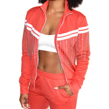 Each x Other Red Track Jacket with Diamond Fringe on Well(un)known Available at wellunknown.com