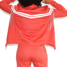 Each x Other Red Track Jacket with Diamond Fringe on Well(un)known Available at wellunknown.com