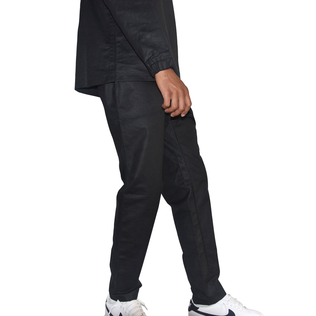 Habits Studios Waxed Cotton Track Pant in Black on Well(un)known wellunknown.com