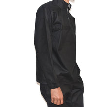 Habits Studios Waxed Cotton Half Zip Pullover Jacket in Black on Well(un)known wellunknown.com